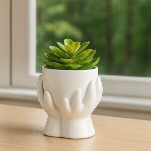 Ceramic Hand Planter: Small Succulent Holder, Candle Holder, Desk Organizer NEW